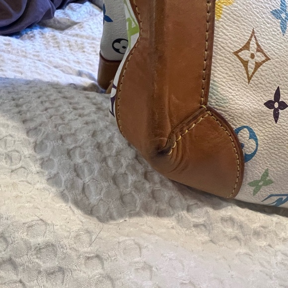 Authentic Luis Vuitton white multicolor URSULA shoulder bag . With red interior. - Picture 14 of 16